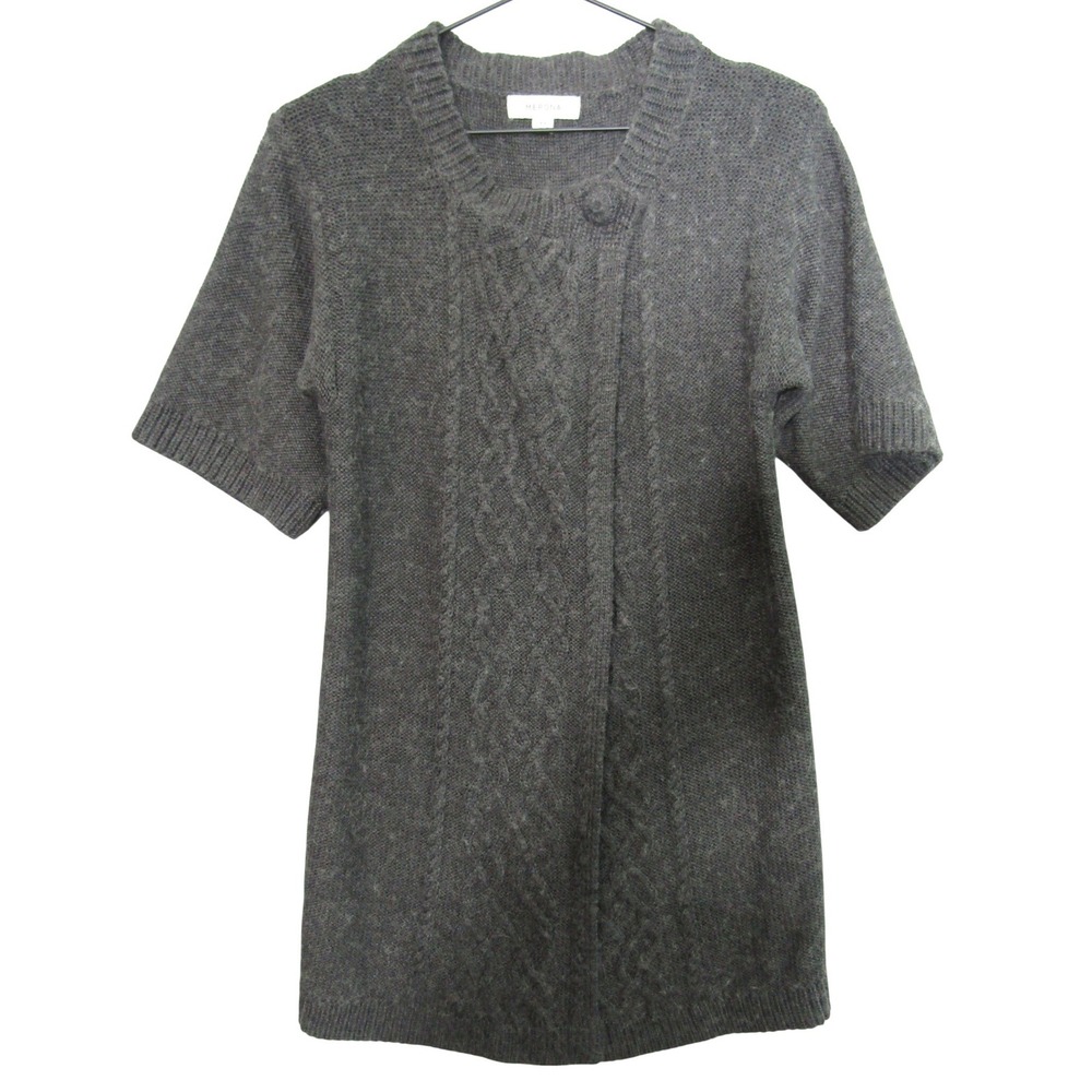 Merona‎ Cardigan Sweater Womens Gray Good Cable Knit Short Sleeve Wrap Tunic